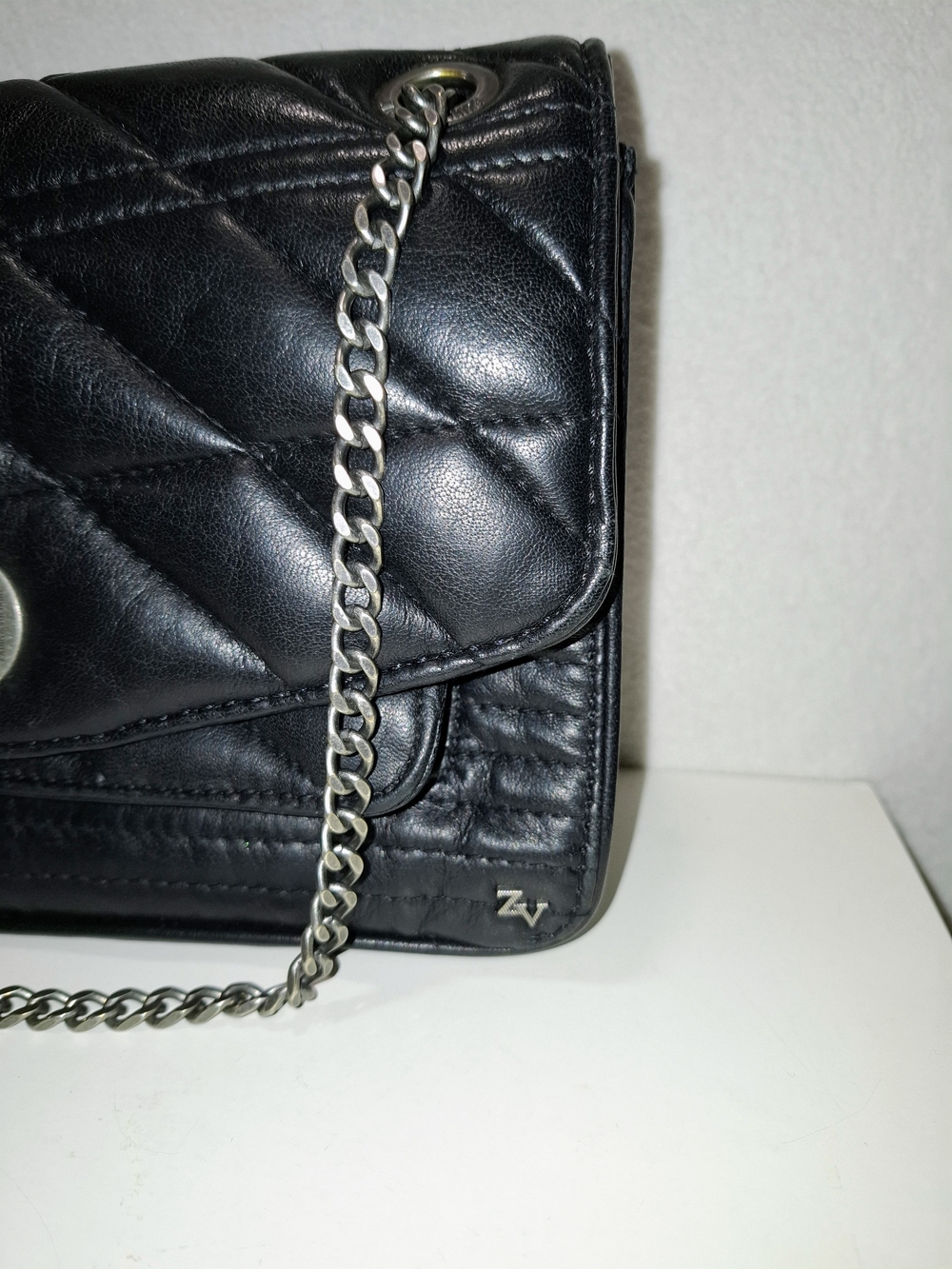 Zadig & Voltaire Black Quilted Shoulder Bag with Silver Chain - Picture 6 of 16